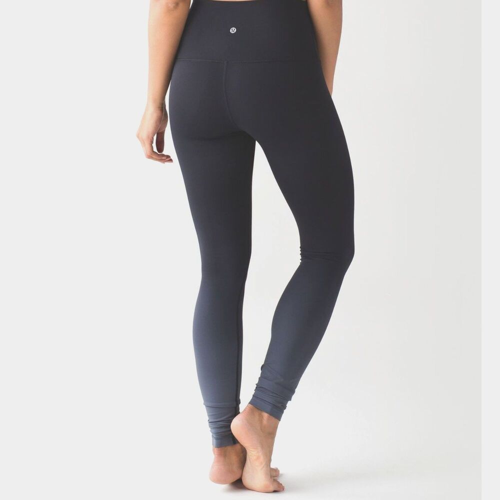 RARE Lululemon Wunder Under High Rise Leggings Ombre Black Size 4 EUC 30" inseam - Picture 2 of 8